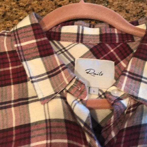 RAILS Hunter Plaid Shirt In Cream Raspberry Slate Size L - Picture 4 of 8